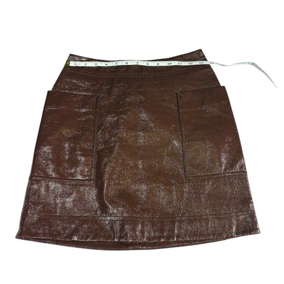 Anthropologie Maeve Faux Leather Mini Skirt Women’s 6 Brown Y2K 90s Retro Mod - Picture 5 of 9